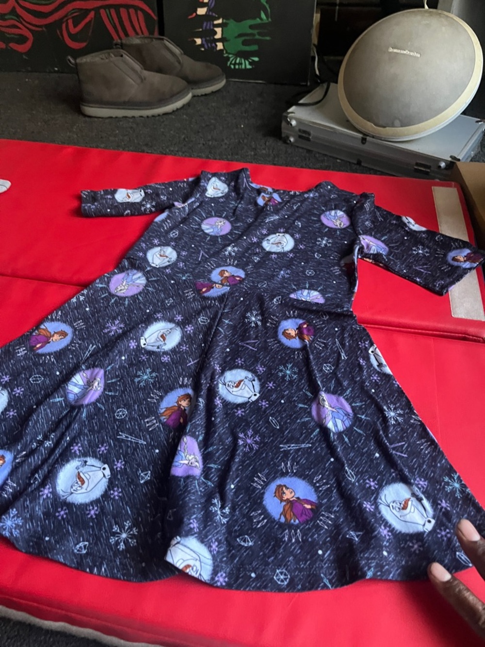 Disney Girls Black and Purple Frozen Character Skater Dress